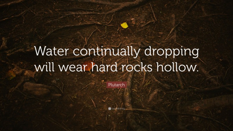 Plutarch Quote: “Water continually dropping will wear hard rocks hollow.”