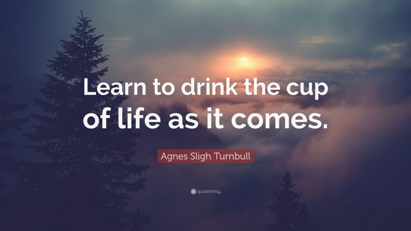 Agnes Sligh Turnbull Quote: “Learn to drink the cup of life as it comes.”