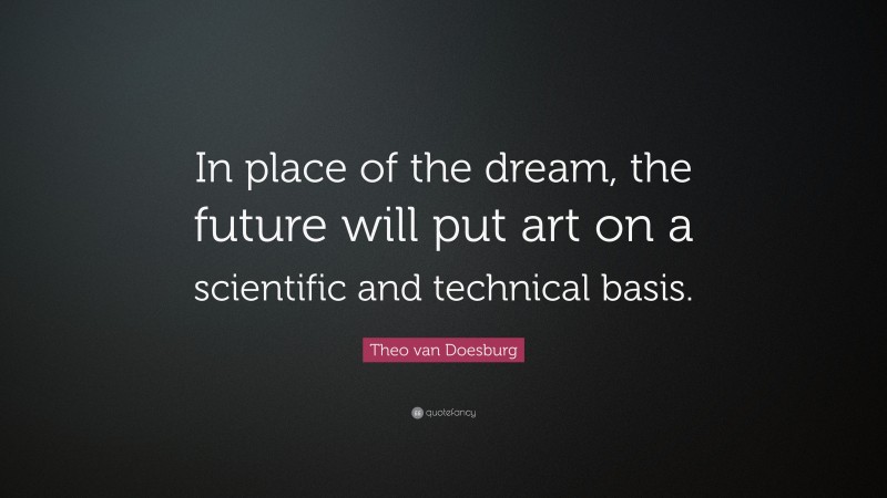 Theo van Doesburg Quote: “In place of the dream, the future will put art on a scientific and technical basis.”