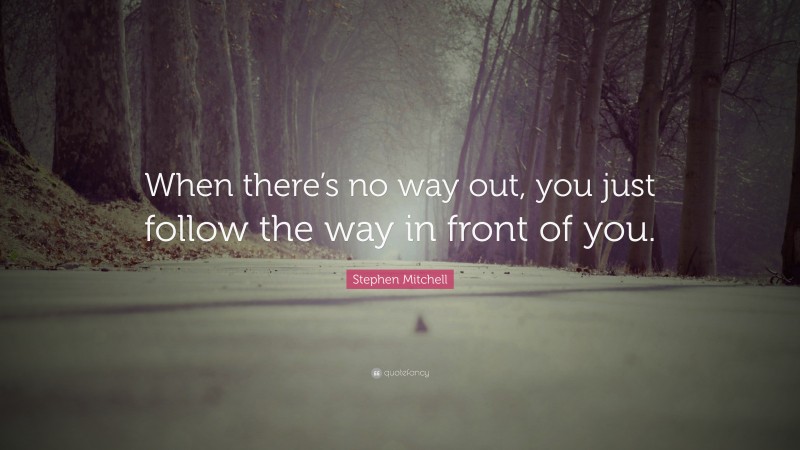 Stephen Mitchell Quote: “When there’s no way out, you just follow the way in front of you.”
