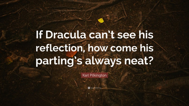 Karl Pilkington Quote: “If Dracula can’t see his reflection, how come his parting’s always neat?”