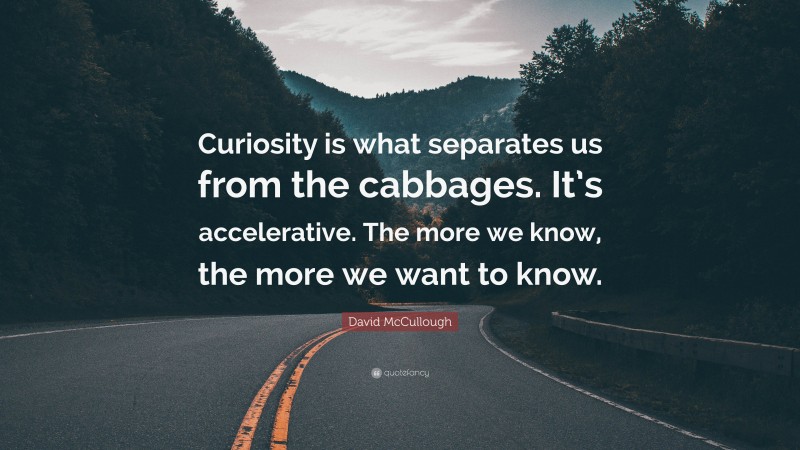 David McCullough Quote: “Curiosity is what separates us from the cabbages. It’s accelerative. The more we know, the more we want to know.”