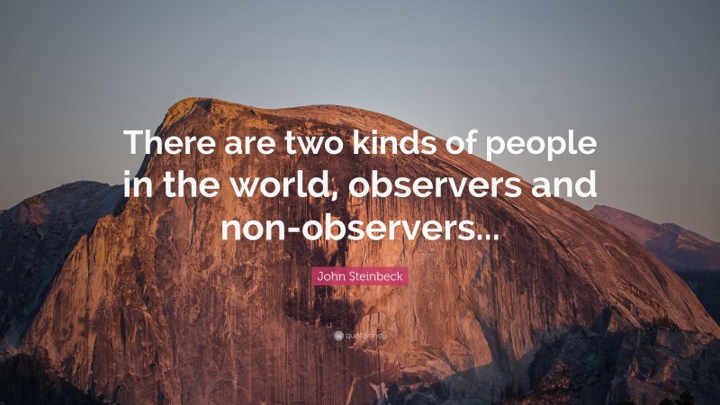 John Steinbeck Quote: “There are two kinds of people in the world, observers and non-observers...”