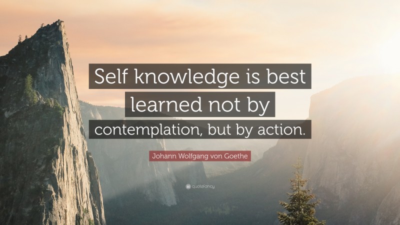 Johann Wolfgang von Goethe Quote: “Self knowledge is best learned not by contemplation, but by action.”
