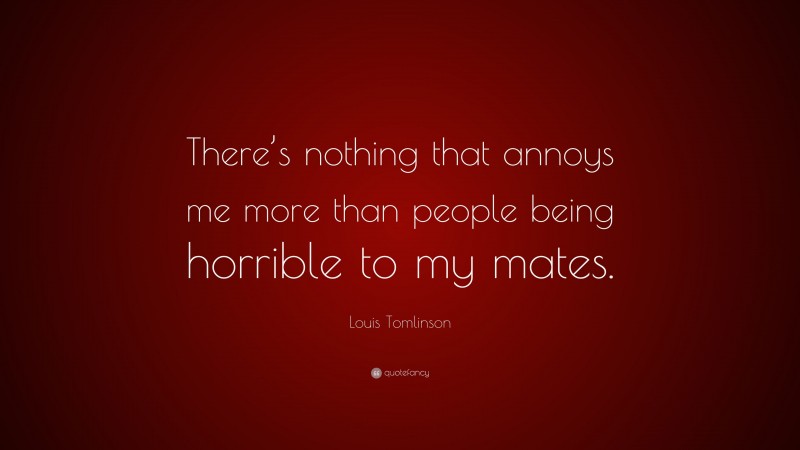 Louis Tomlinson Quote: “There’s nothing that annoys me more than people being horrible to my mates.”
