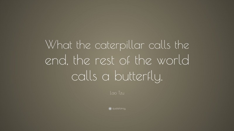 Lao Tzu Quote: “What the caterpillar calls the end, the rest of the world calls a butterfly.”