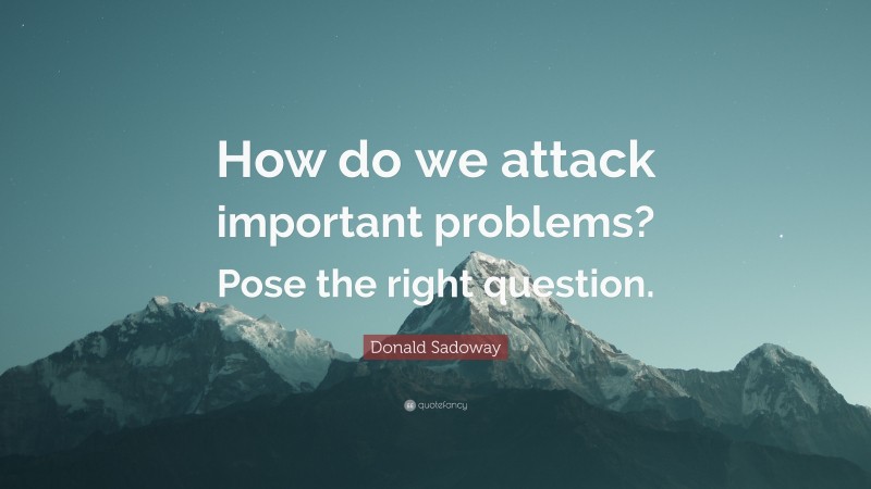 Donald Sadoway Quote: “How do we attack important problems? Pose the right question.”
