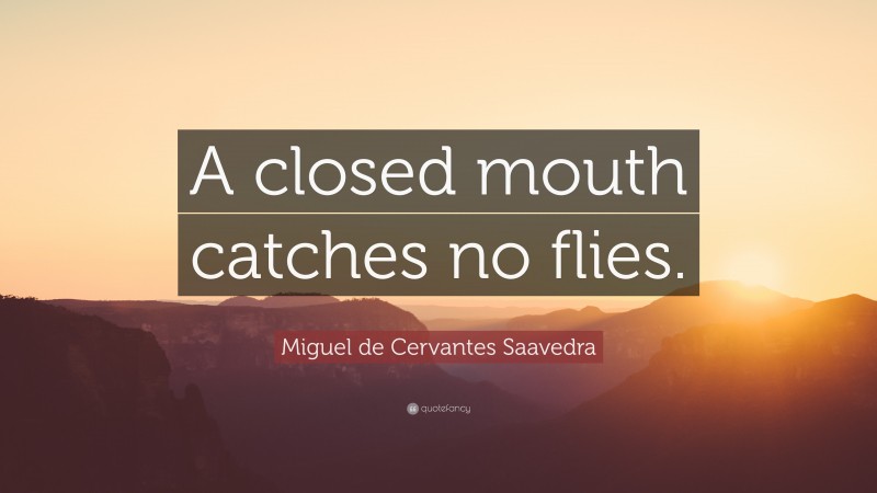 Miguel de Cervantes Saavedra Quote: “A closed mouth catches no flies.”
