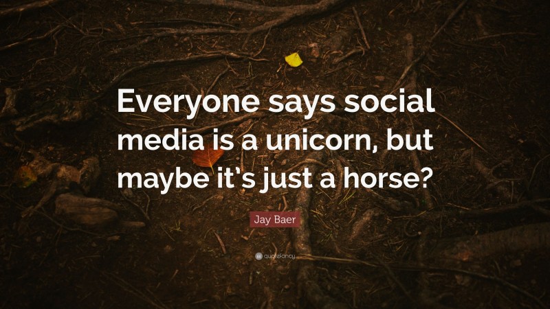 Jay Baer Quote: “Everyone says social media is a unicorn, but maybe it’s just a horse?”