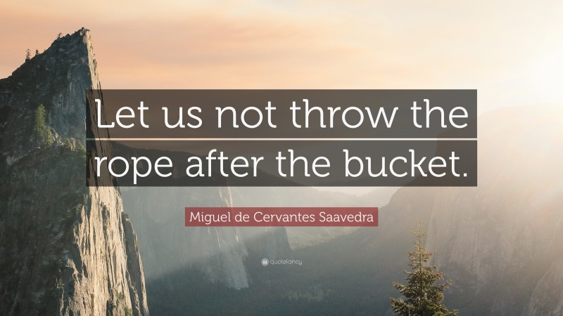 Miguel de Cervantes Saavedra Quote: “Let us not throw the rope after the bucket.”