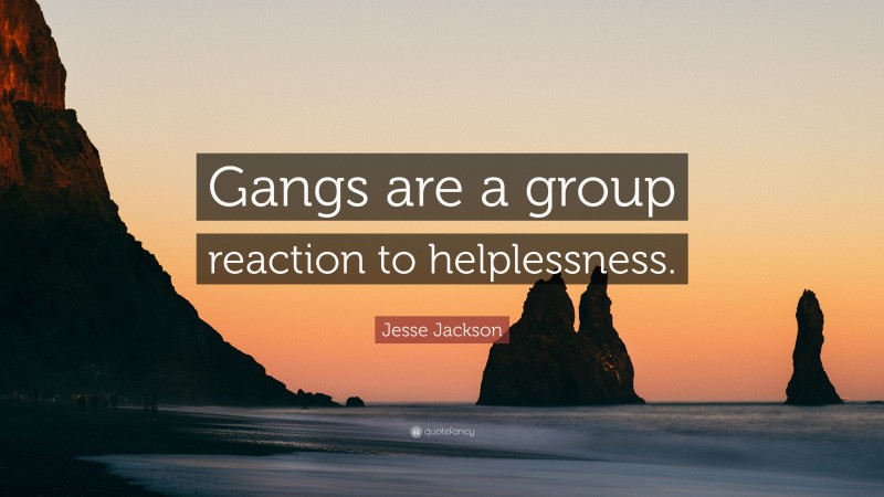 Jesse Jackson Quote: “Gangs are a group reaction to helplessness.”
