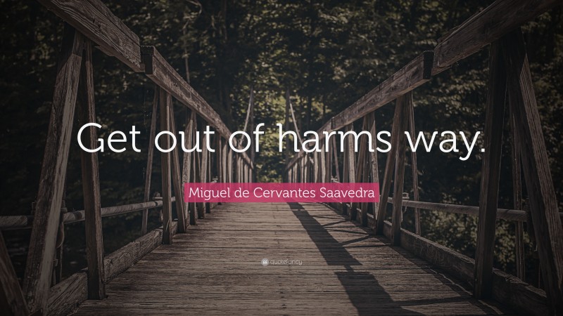 Miguel de Cervantes Saavedra Quote: “Get out of harms way.”