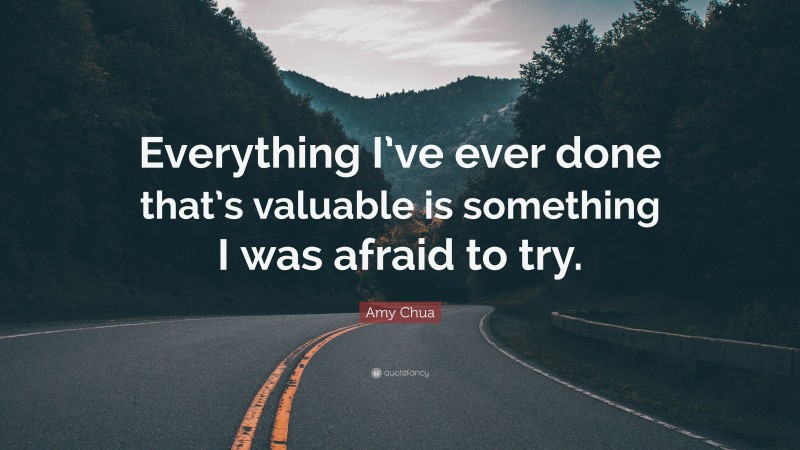 Amy Chua Quote: “Everything I’ve ever done that’s valuable is something I was afraid to try.”