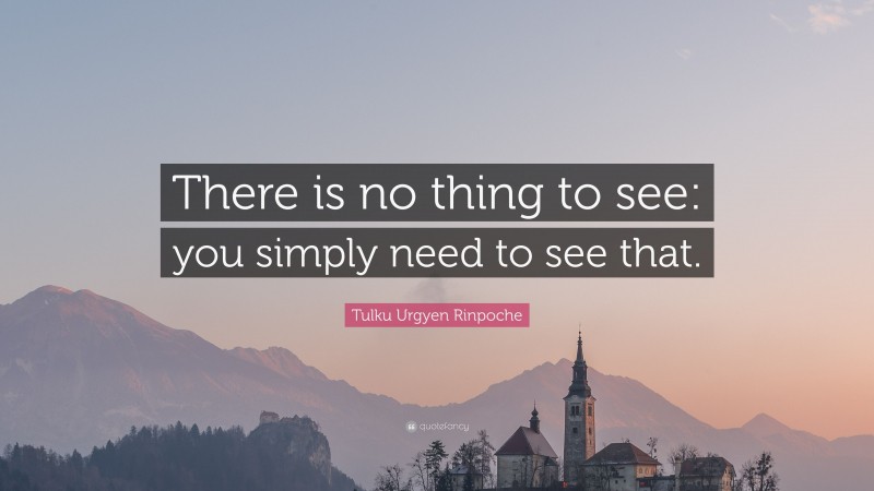 Tulku Urgyen Rinpoche Quote: “There is no thing to see: you simply need to see that.”