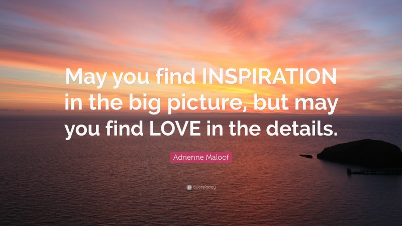 Adrienne Maloof Quote: “May you find INSPIRATION in the big picture, but may you find LOVE in the details.”