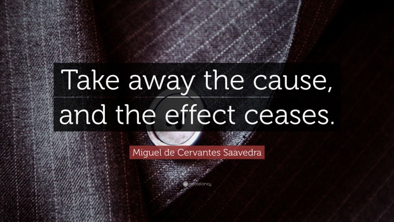 Miguel de Cervantes Saavedra Quote: “Take away the cause, and the effect ceases.”