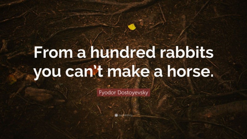 Fyodor Dostoyevsky Quote: “From a hundred rabbits you can’t make a horse.”