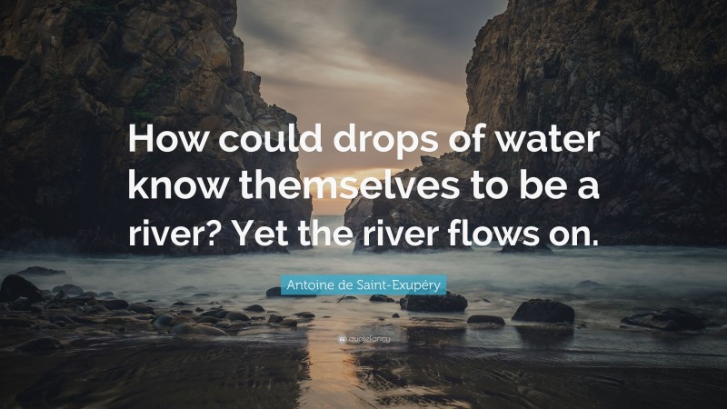 Antoine de Saint-Exupéry Quote: “How could drops of water know themselves to be a river? Yet the river flows on.”