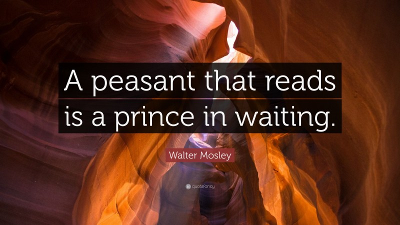 Walter Mosley Quote: “A peasant that reads is a prince in waiting.”