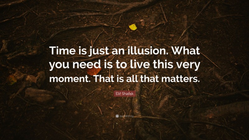 Elif Shafak Quote: “Time is just an illusion. What you need is to live this very moment. That is all that matters.”