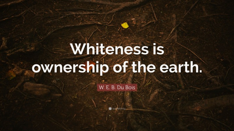 W. E. B. Du Bois Quote: “Whiteness is ownership of the earth.”