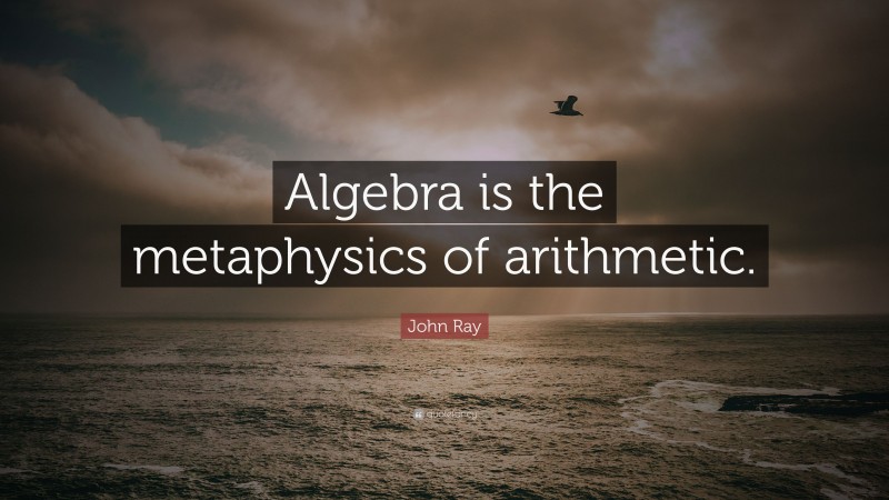 John Ray Quote: “Algebra is the metaphysics of arithmetic.”