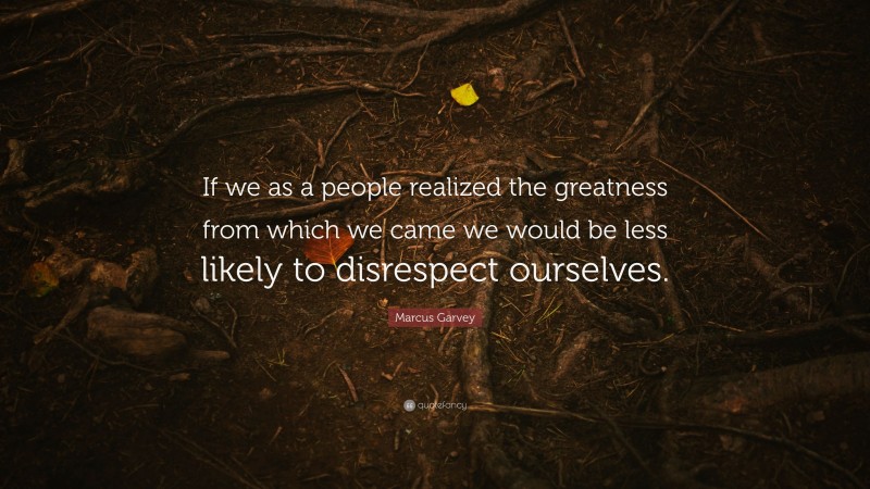Marcus Garvey Quote: “If we as a people realized the greatness from which we came we would be less likely to disrespect ourselves.”