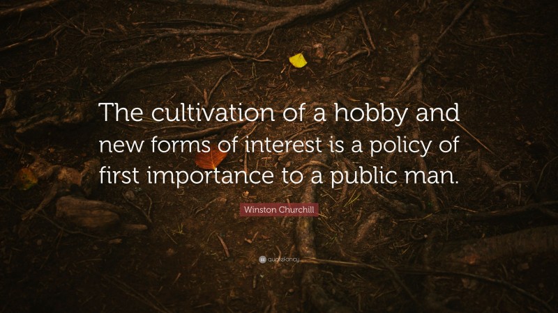 Winston Churchill Quote: “The cultivation of a hobby and new forms of interest is a policy of first importance to a public man.”