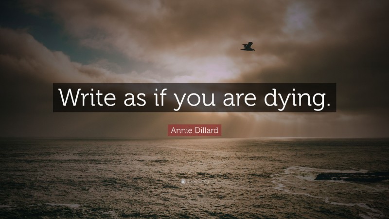 Annie Dillard Quote: “Write as if you are dying.”