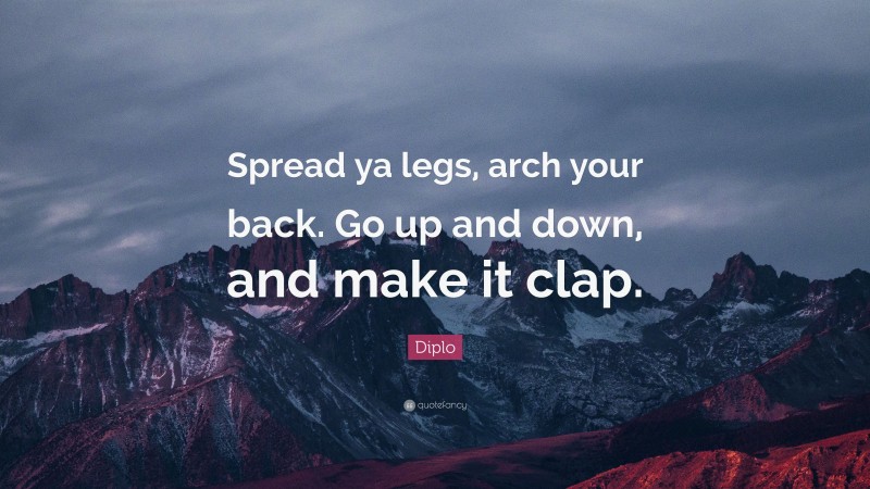 Diplo Quote: “Spread ya legs, arch your back. Go up and down, and make it clap.”