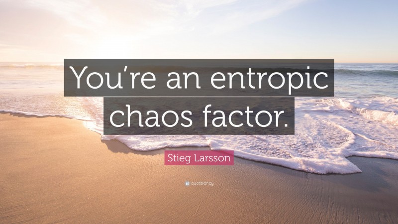 Stieg Larsson Quote: “You’re an entropic chaos factor.”