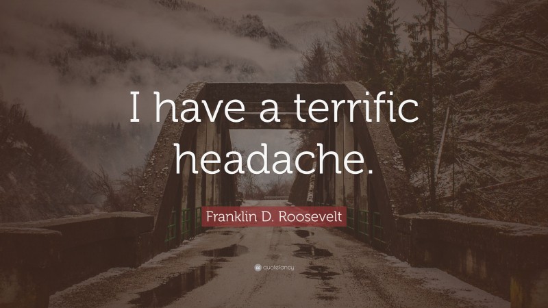 Franklin D. Roosevelt Quote: “I have a terrific headache.”