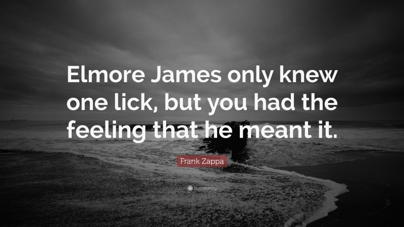 Frank Zappa Quote: “Elmore James only knew one lick, but you had the feeling that he meant it.”