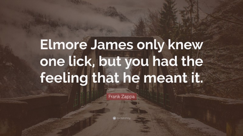 Frank Zappa Quote: “Elmore James only knew one lick, but you had the feeling that he meant it.”