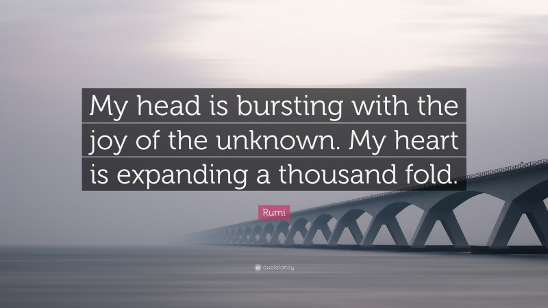Rumi Quote: “My head is bursting with the joy of the unknown. My heart is expanding a thousand fold.”