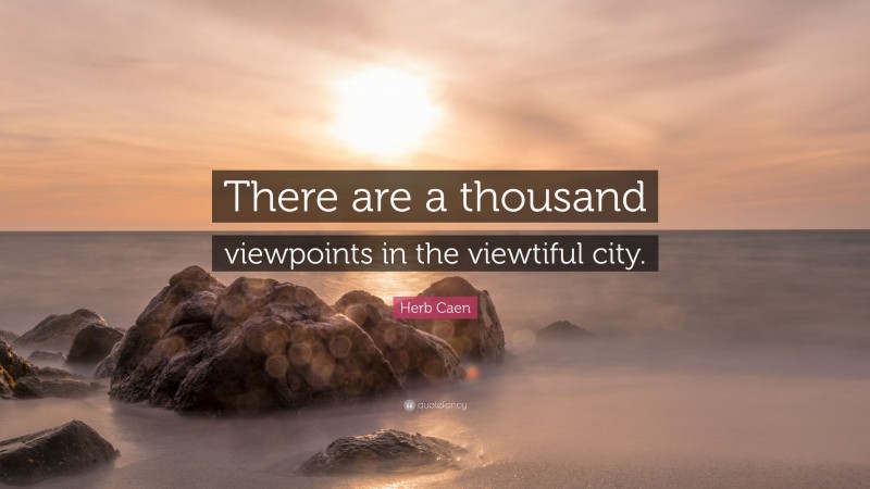Herb Caen Quote: “There are a thousand viewpoints in the viewtiful city.”
