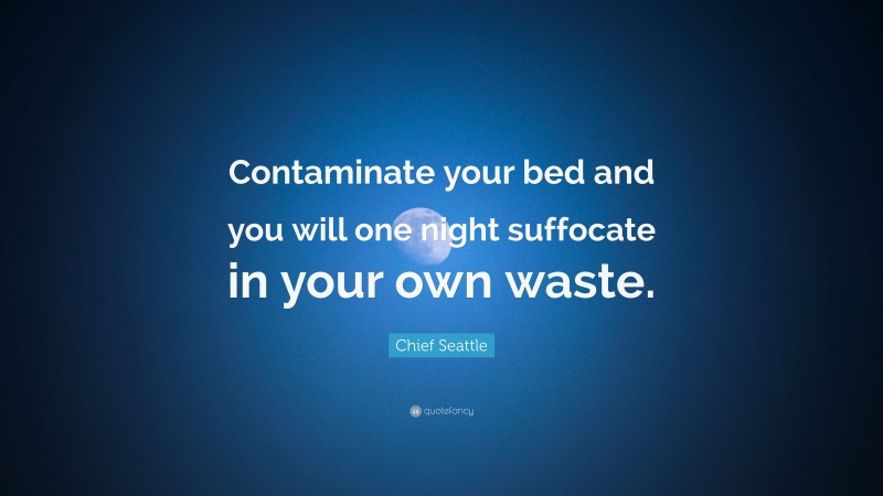 Chief Seattle Quote: “Contaminate your bed and you will one night suffocate in your own waste.”