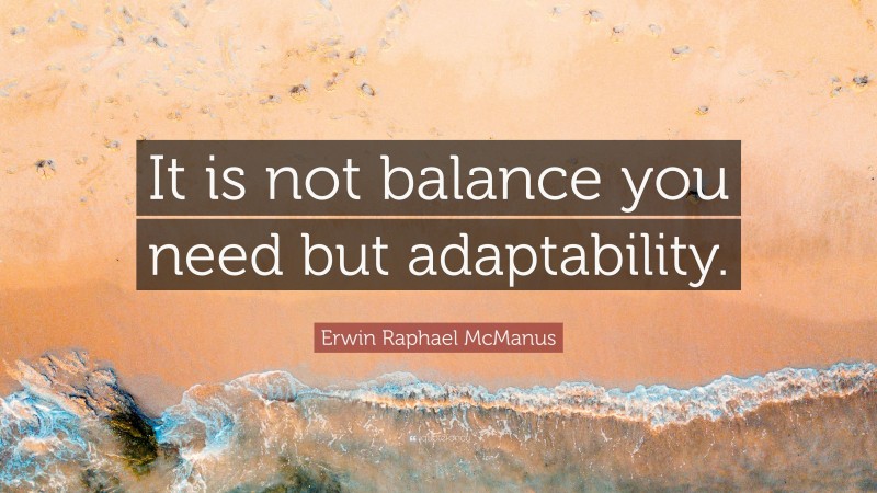 Erwin Raphael McManus Quote: “It is not balance you need but adaptability.”