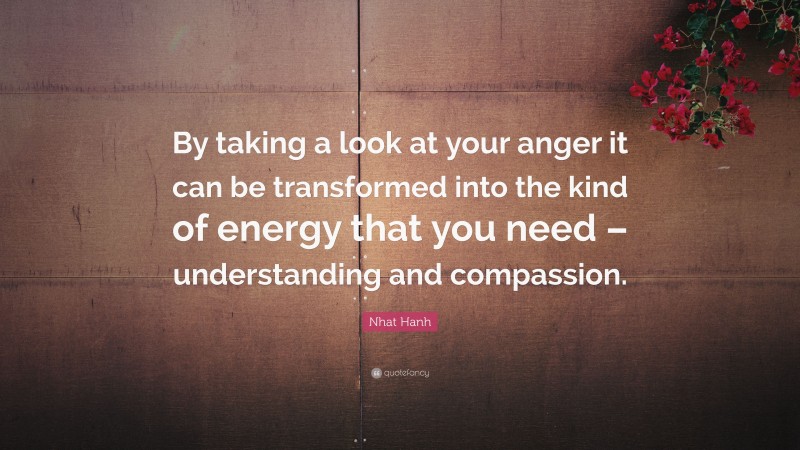 Nhat Hanh Quote: “By taking a look at your anger it can be transformed into the kind of energy that you need – understanding and compassion.”