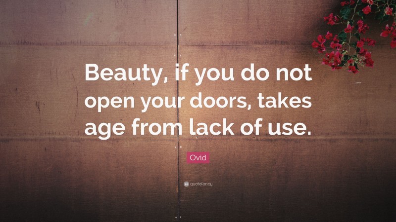 Ovid Quote: “Beauty, if you do not open your doors, takes age from lack of use.”