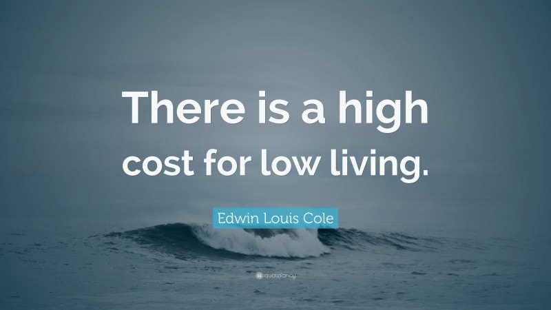 Edwin Louis Cole Quote: “There is a high cost for low living.”