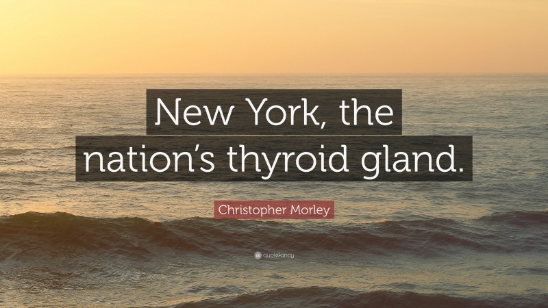 Christopher Morley Quote: “New York, the nation’s thyroid gland.”