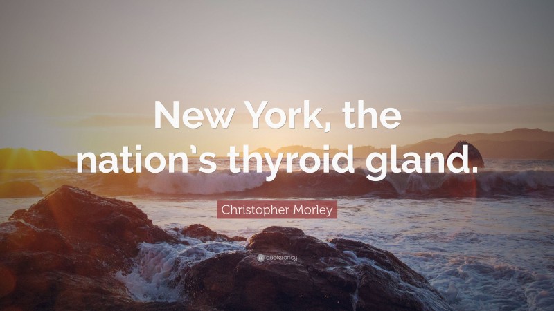 Christopher Morley Quote: “New York, the nation’s thyroid gland.”