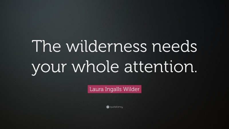 Laura Ingalls Wilder Quote: “The wilderness needs your whole attention.”