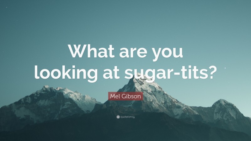 Mel Gibson Quote: “What are you looking at sugar-tits?”