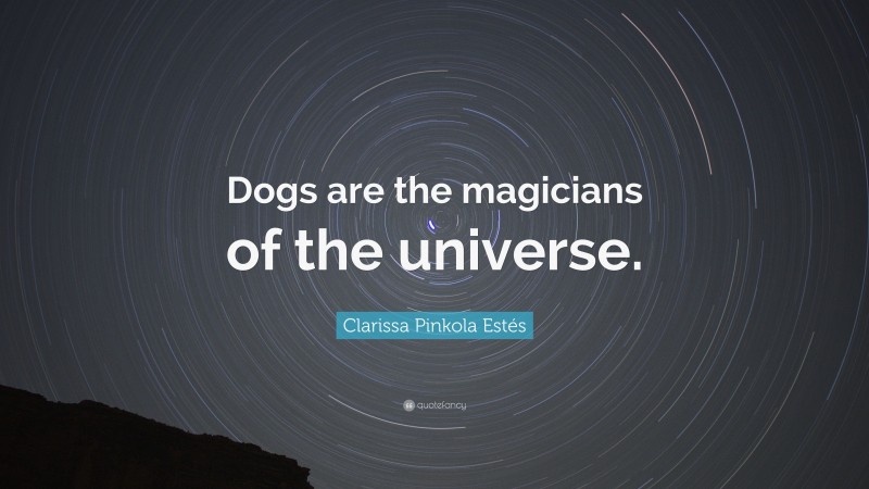 Clarissa Pinkola Estés Quote: “Dogs are the magicians of the universe.”