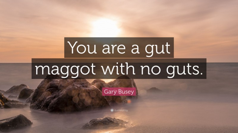 Gary Busey Quote: “You are a gut maggot with no guts.”