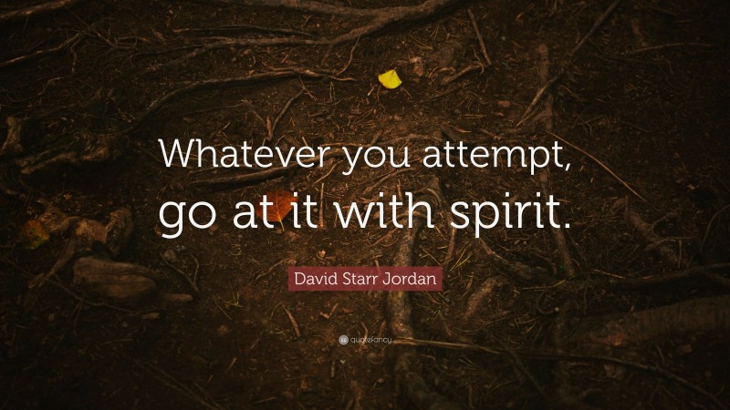 David Starr Jordan Quote: “Whatever you attempt, go at it with spirit.”