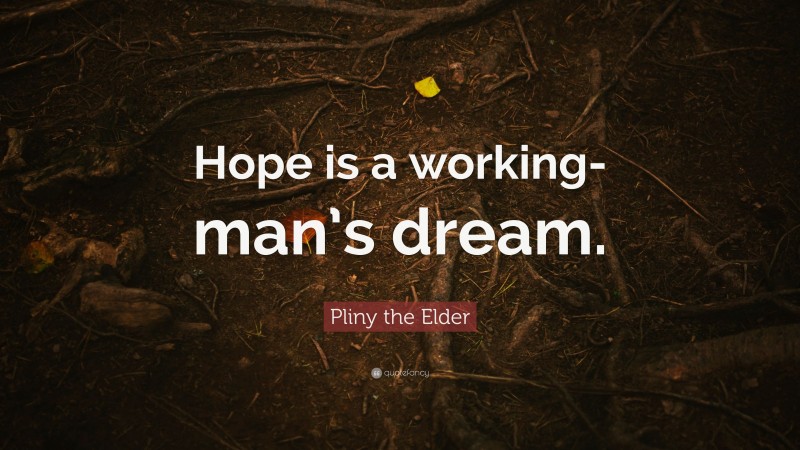 Pliny the Elder Quote: “Hope is a working-man’s dream.”
