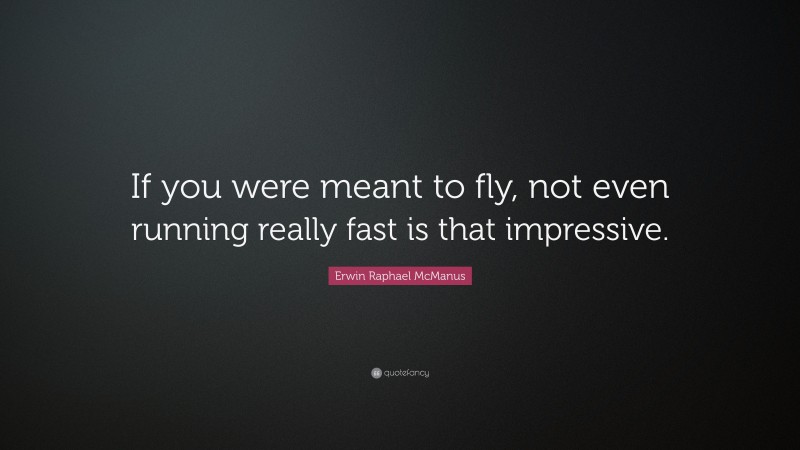 Erwin Raphael McManus Quote: “If you were meant to fly, not even running really fast is that impressive.”